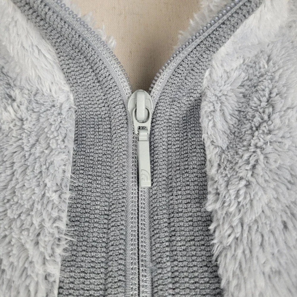 The North Face Jacket Medium Gray Furry Fleece Zip Color Block Warm NF0A338M - Picture 5 of 8